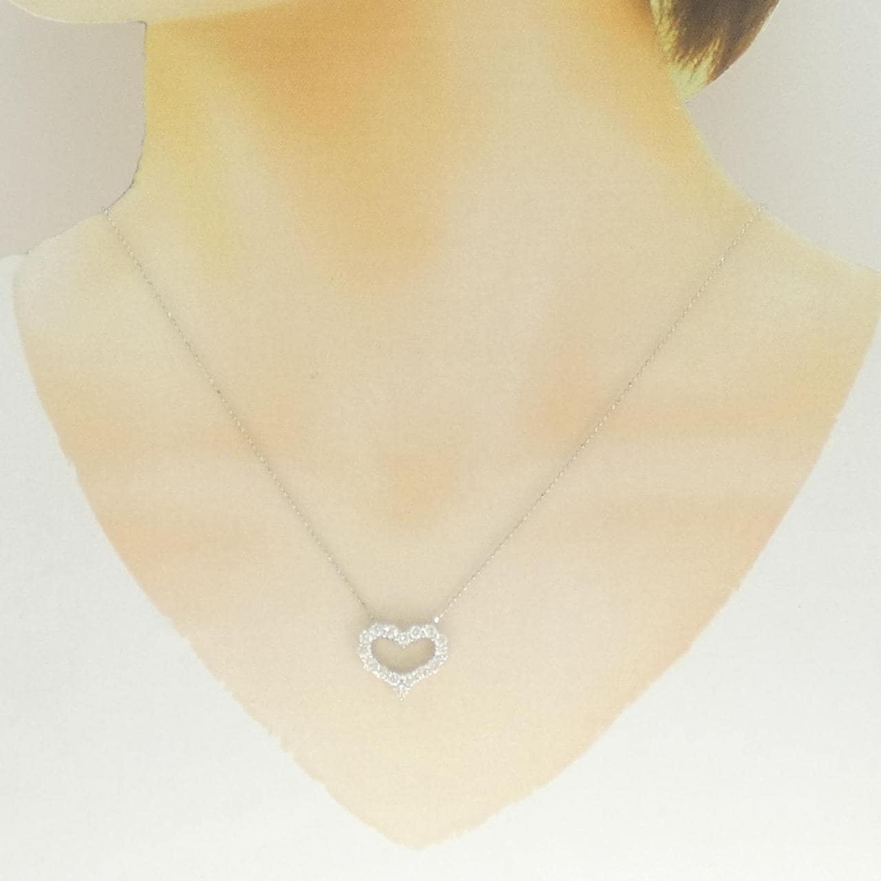 K18WG ハート ダイヤモンド ネックレス 1.00CT