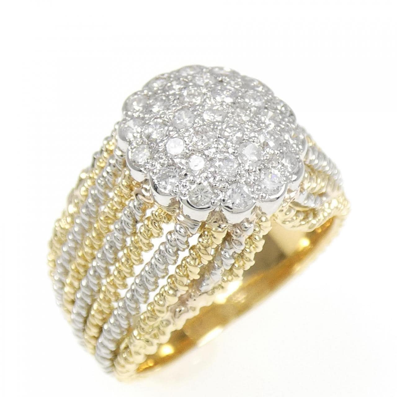 K18YG/PT パヴェ ダイヤモンド リング 0.50CT