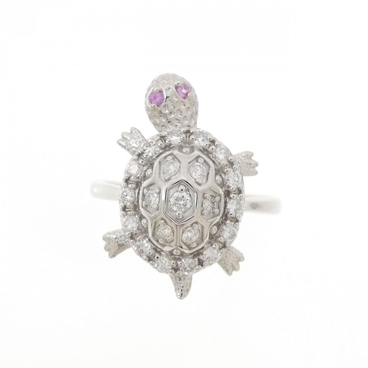 K18WG海龟蓝宝石戒指0.01CT