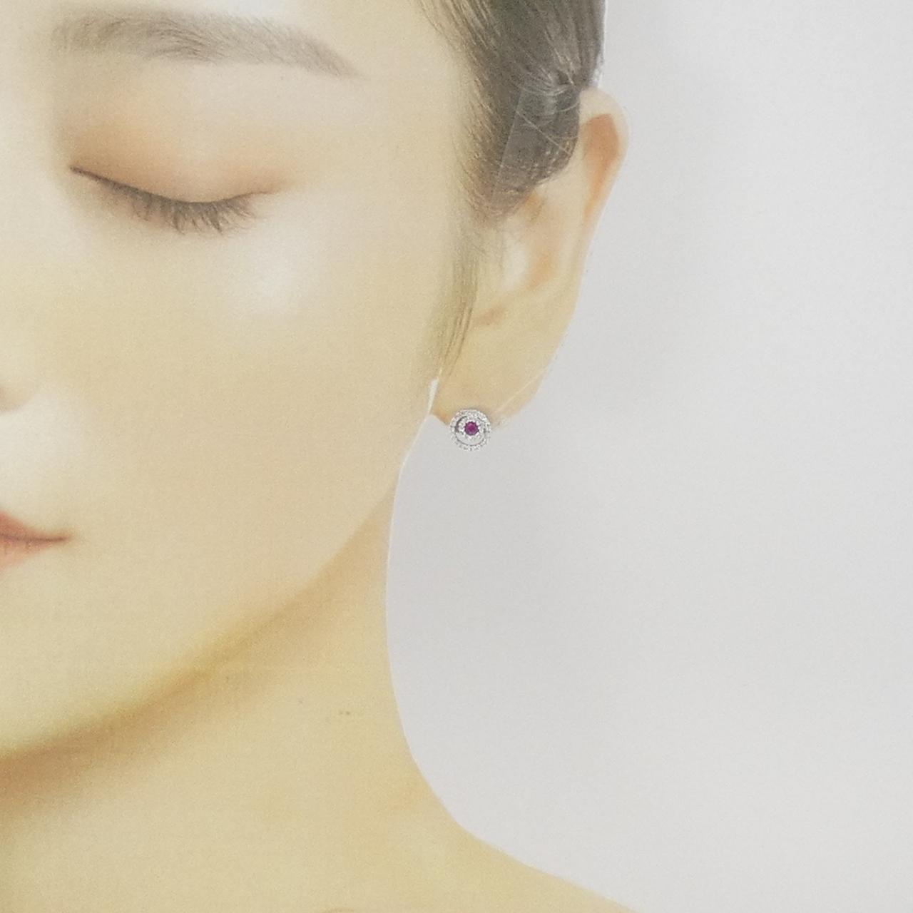 K18WG/K14WG ルビー ピアス 0.20CT