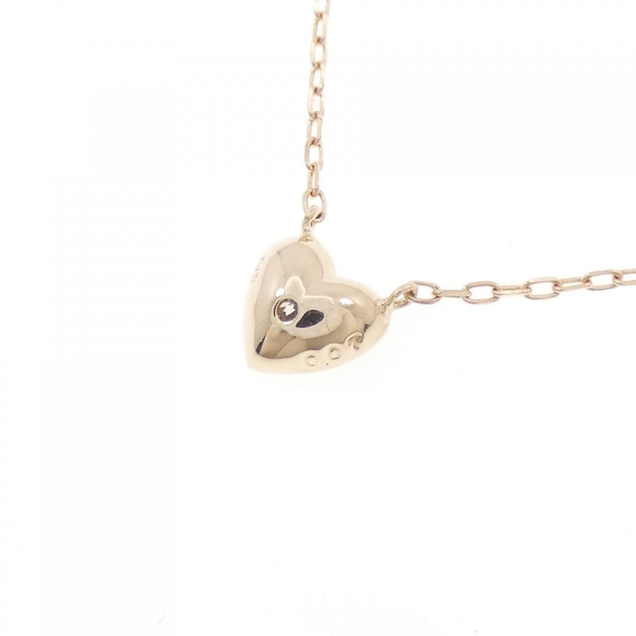 K10PG ハート ダイヤモンド ネックレス 0.07CT