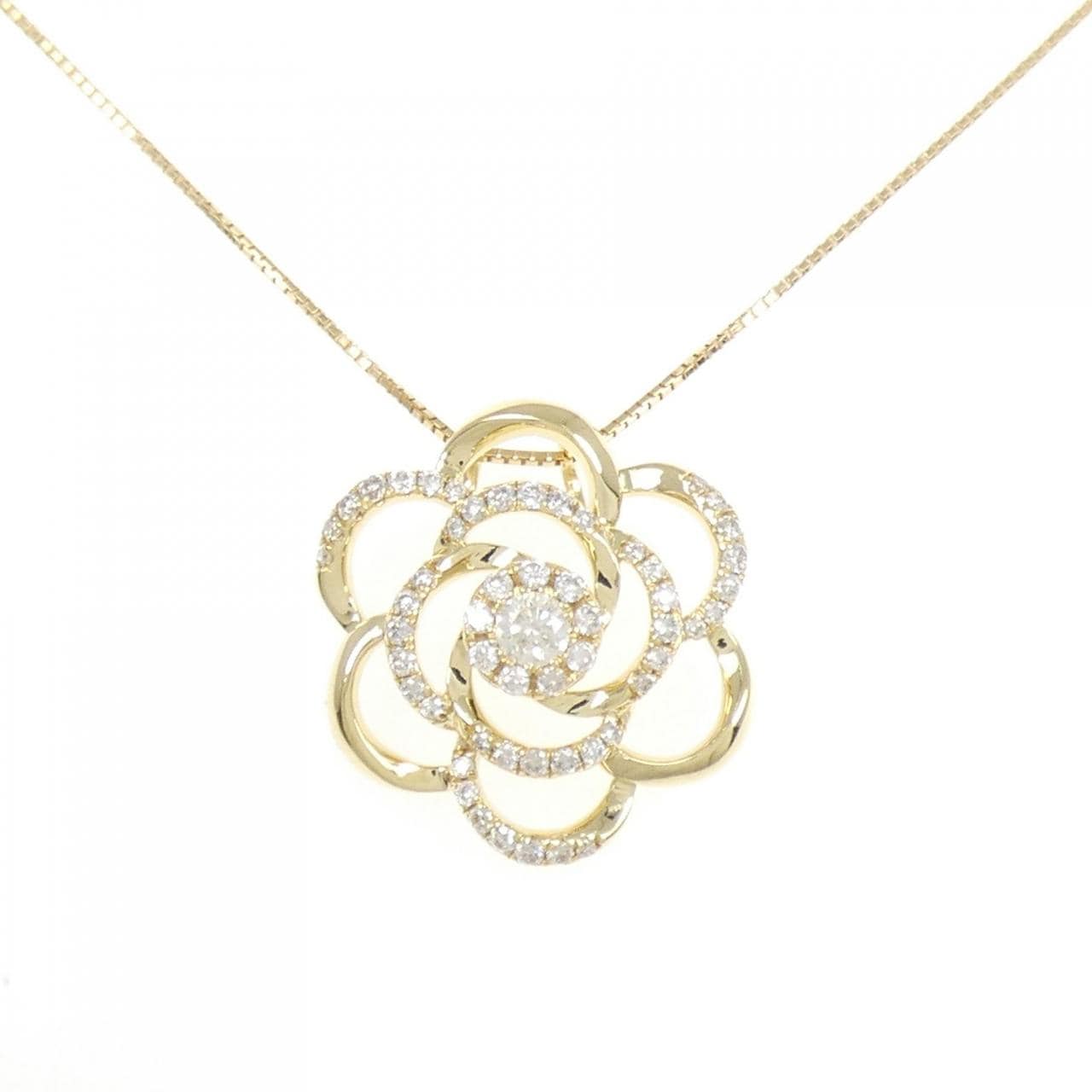 K18YG Flower Diamond Necklace 0.58CT