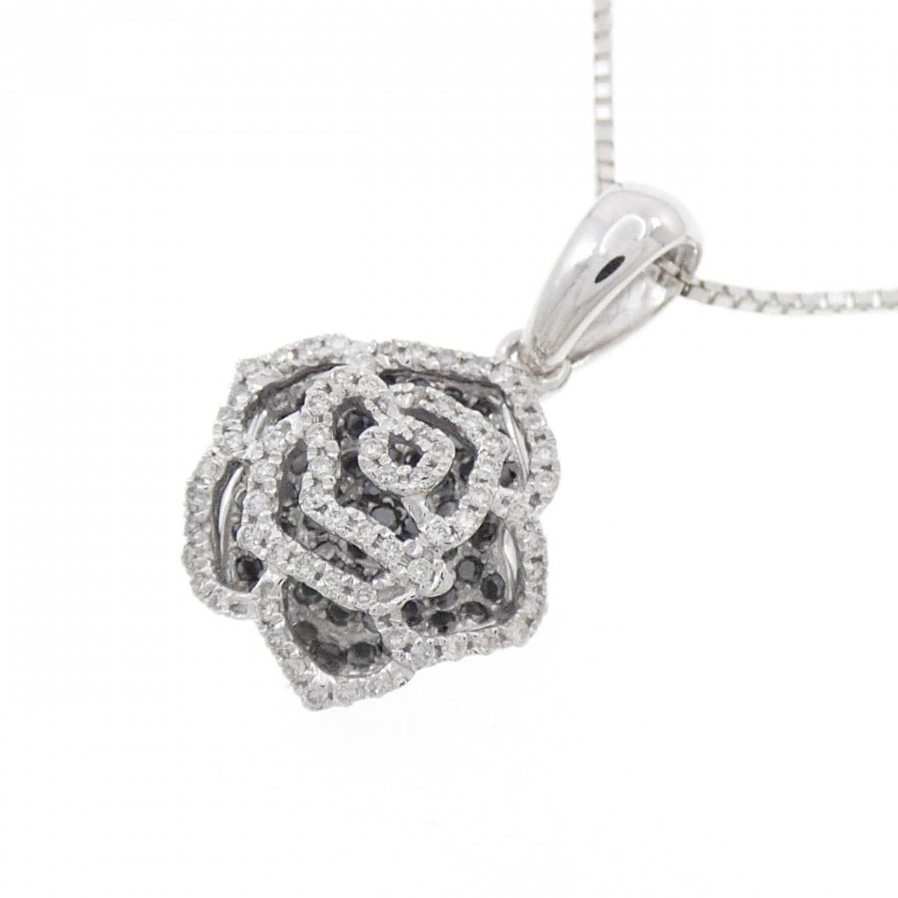 K18WG ローズ ダイヤモンド ネックレス 0.32CT