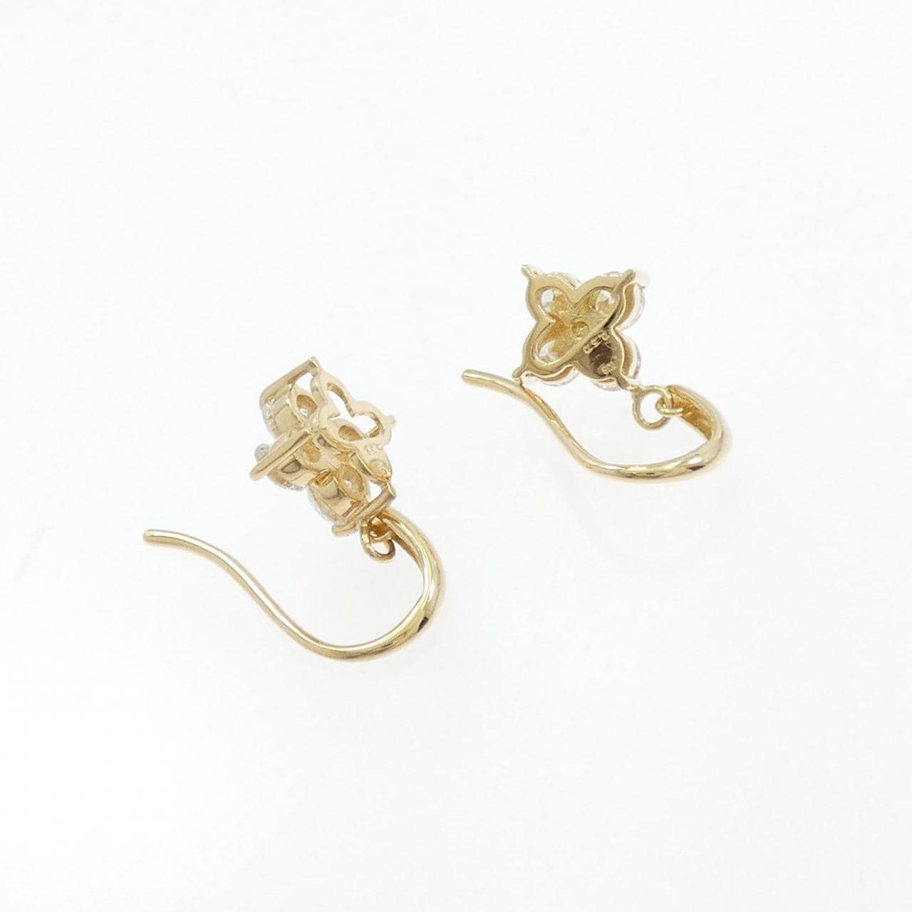[再加工款] K18YG 花朵钻石耳环 1.00CT