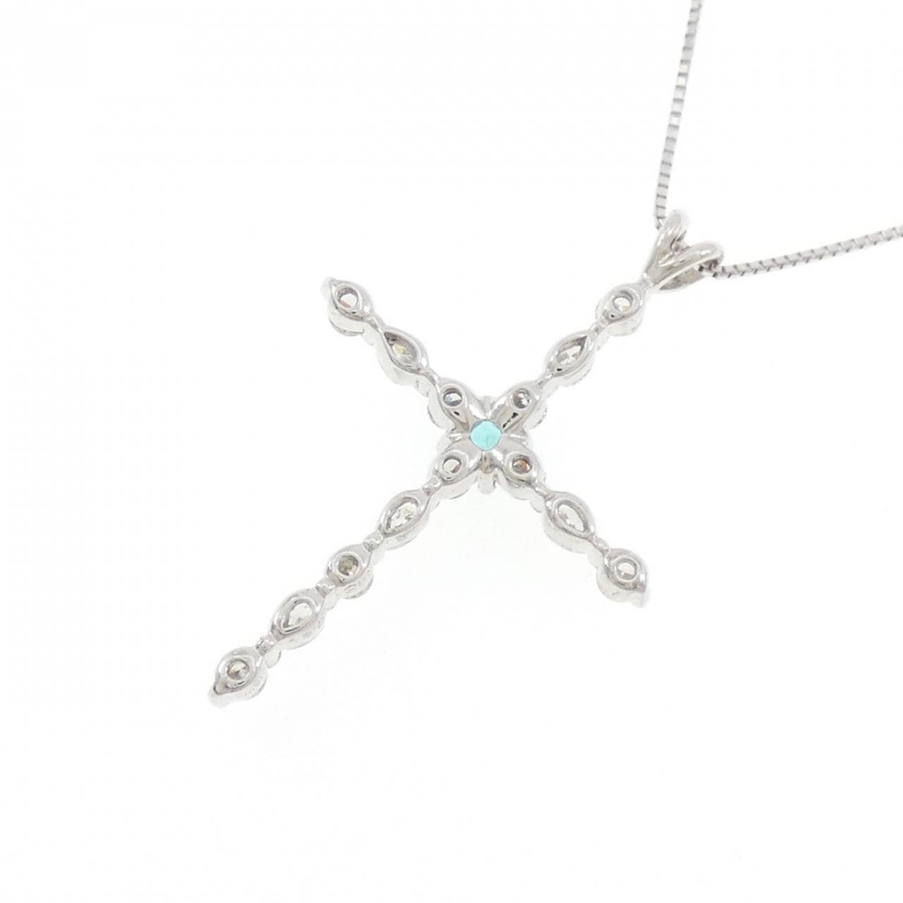 K18WG クロス パライバトルマリン ネックレス 0.15CT