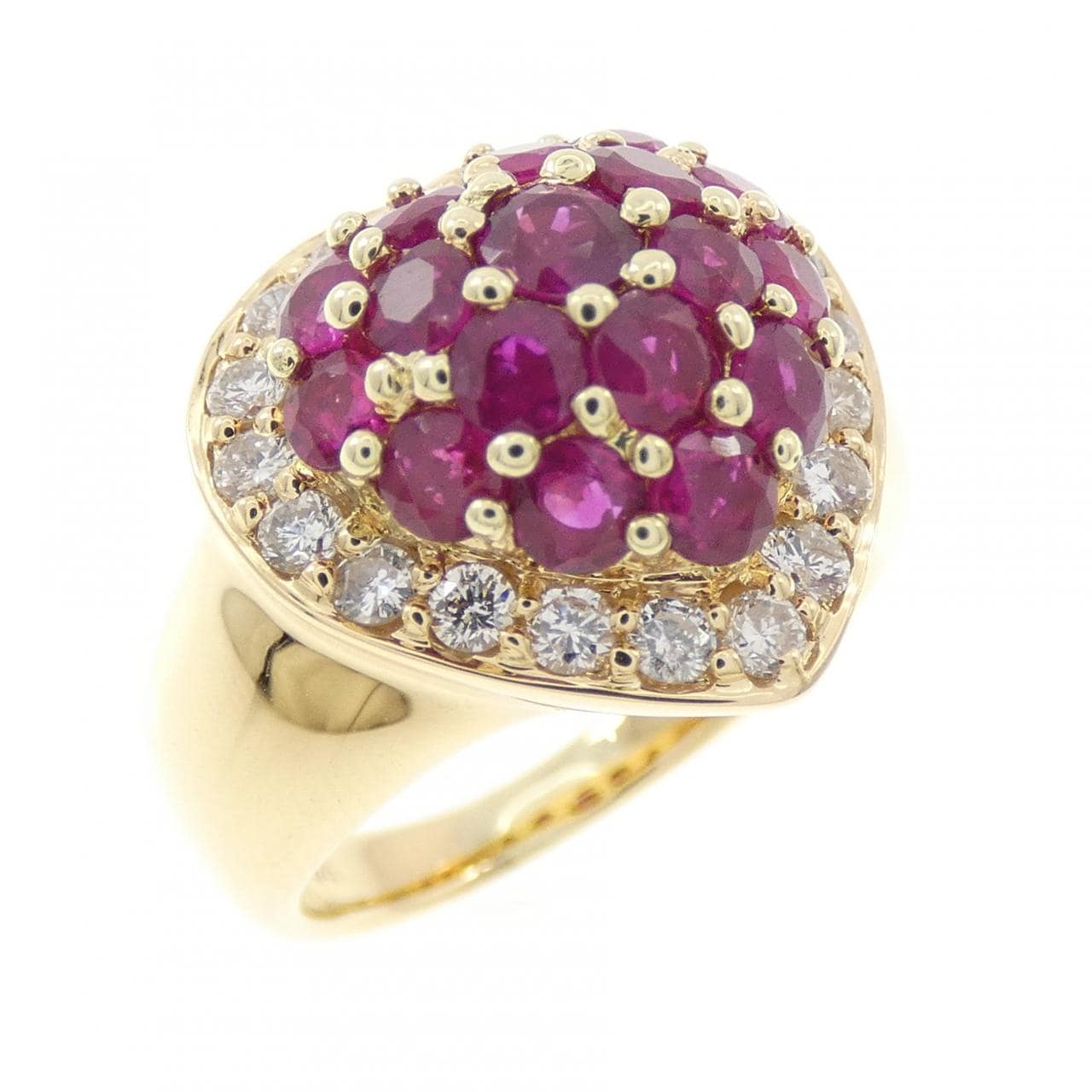 K18YG ハート ルビー リング 1.64CT