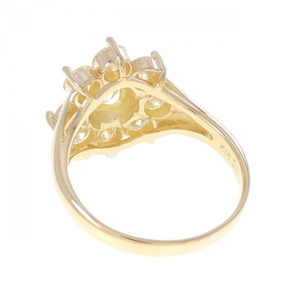 K18YG フラワー ダイヤモンド リング 0.47CT