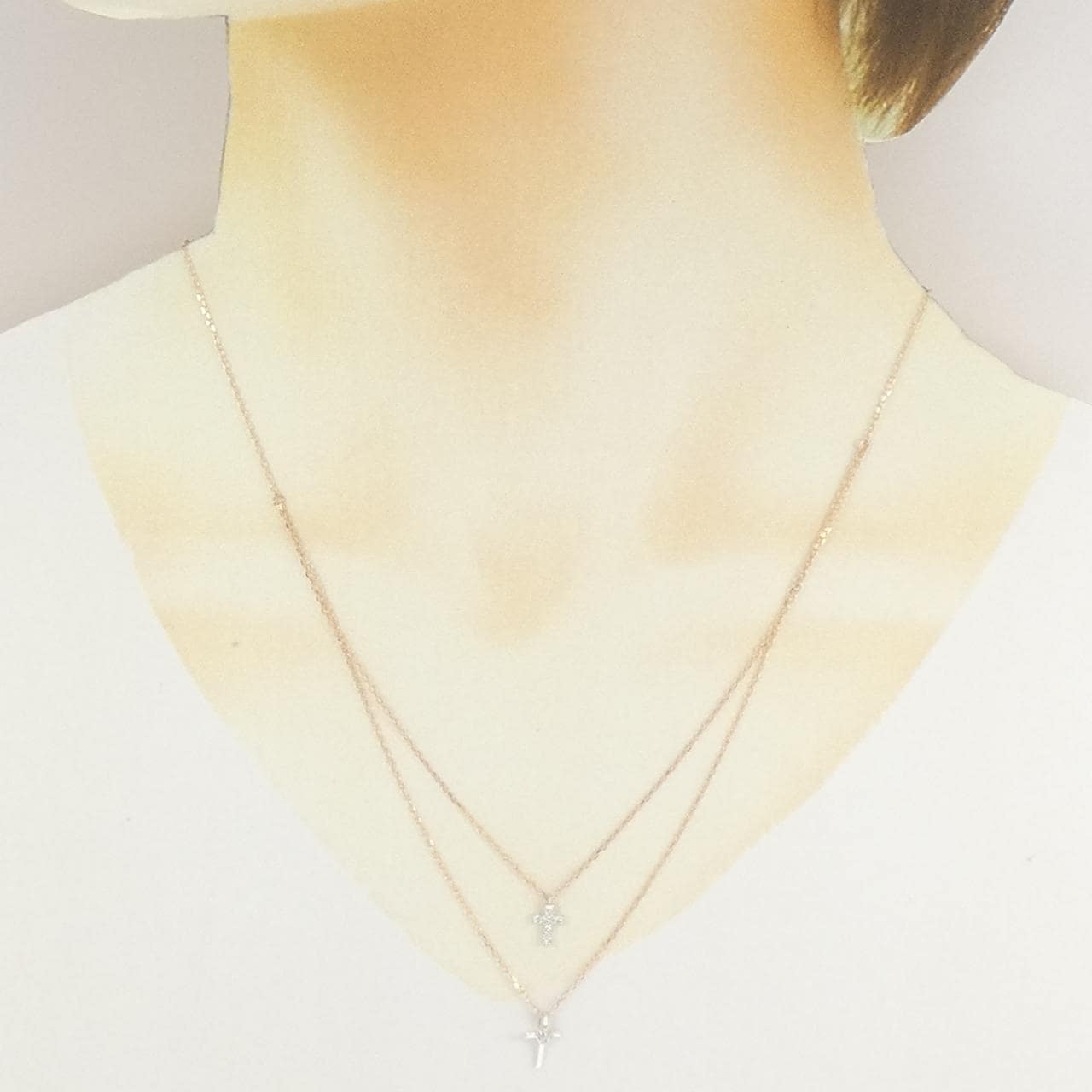 K10PG/K10WG クロス ダイヤモンド ネックレス 0.10CT