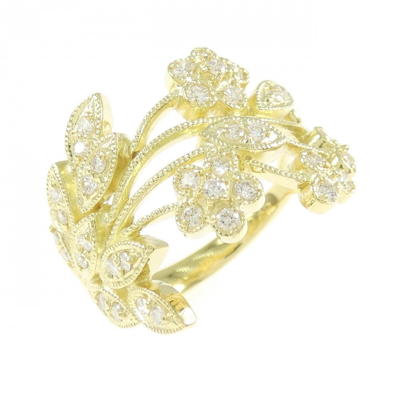 K18YG フラワー ダイヤモンド リング 0.35CT