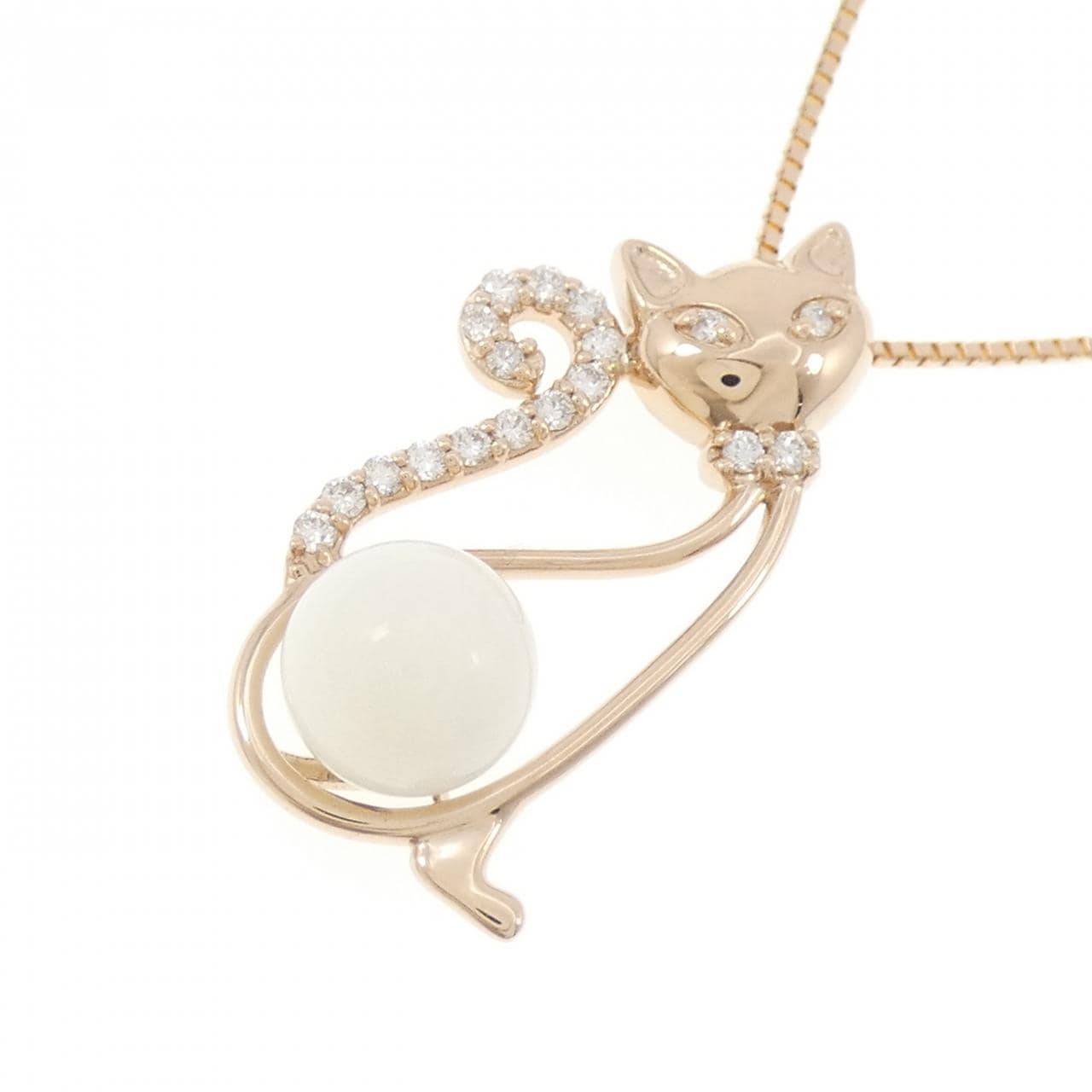 K18PG キャット サンゴ ネックレス 8.3mm