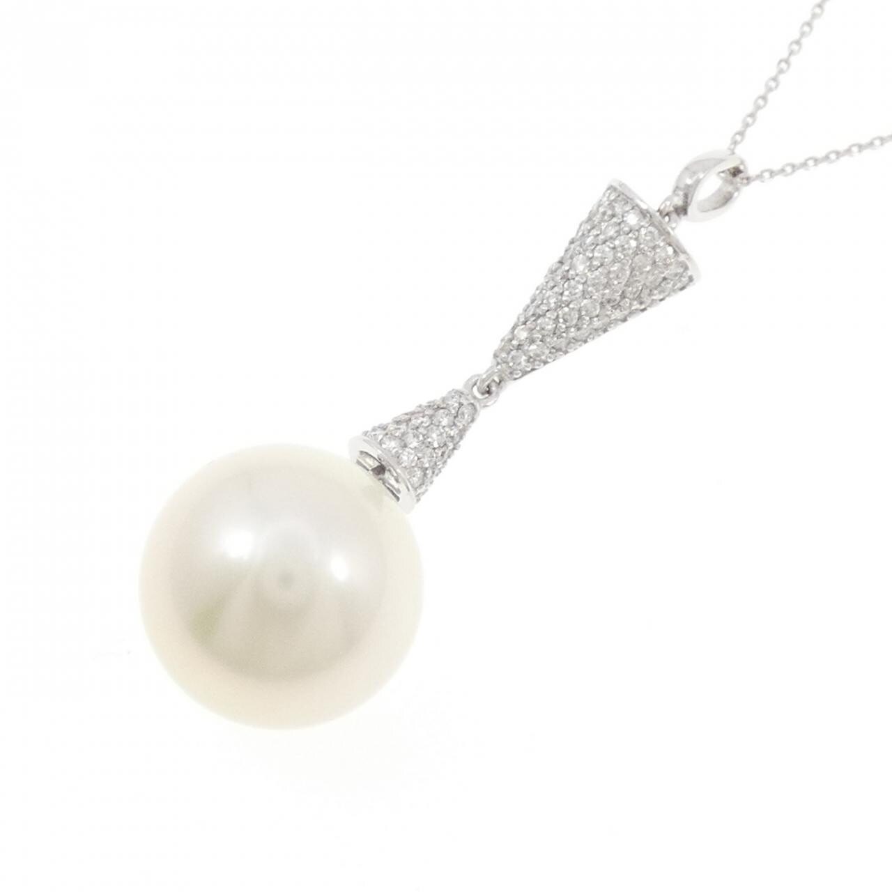 K18WG 白蝶パール ネックレス 14.8mm