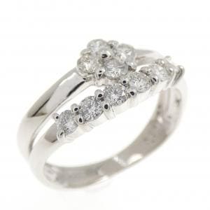 PT900 フラワー ダイヤモンド ピンキー リング 0.30CT