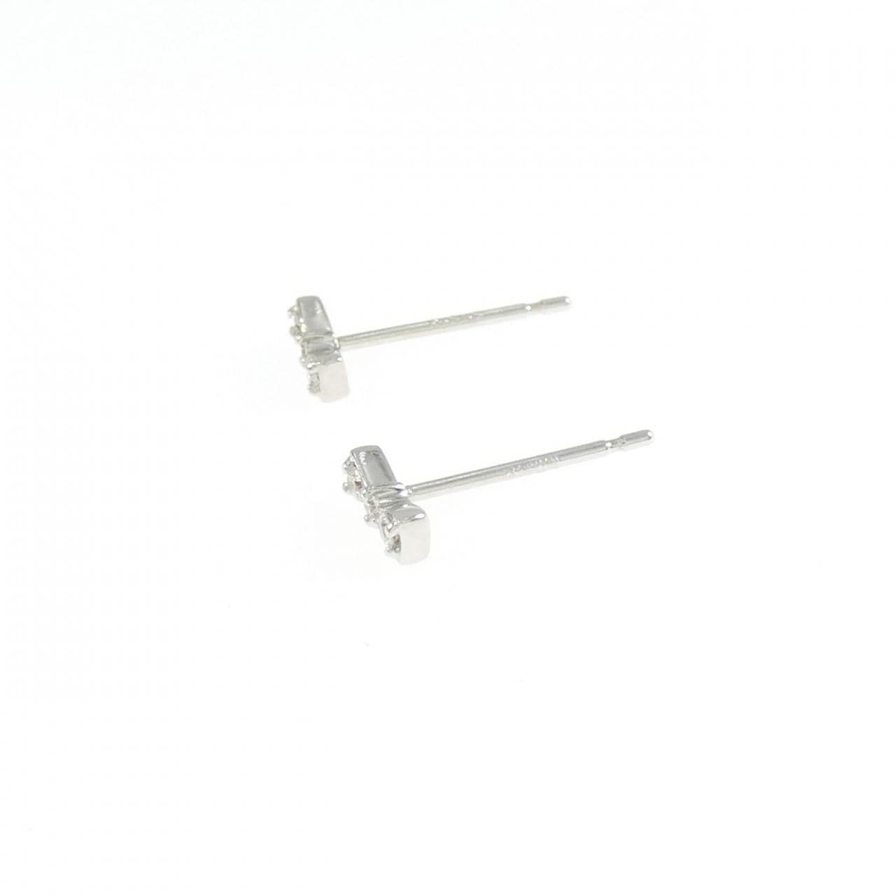 【新品】K10WG リボン ダイヤモンド ピアス 0.04CT