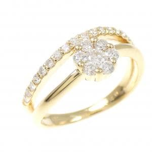 K18YG フラワー ダイヤモンド リング 0.40CT