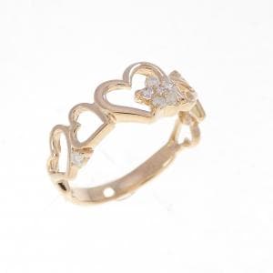 K18PG ハート×フラワー ダイヤモンド ピンキーリング