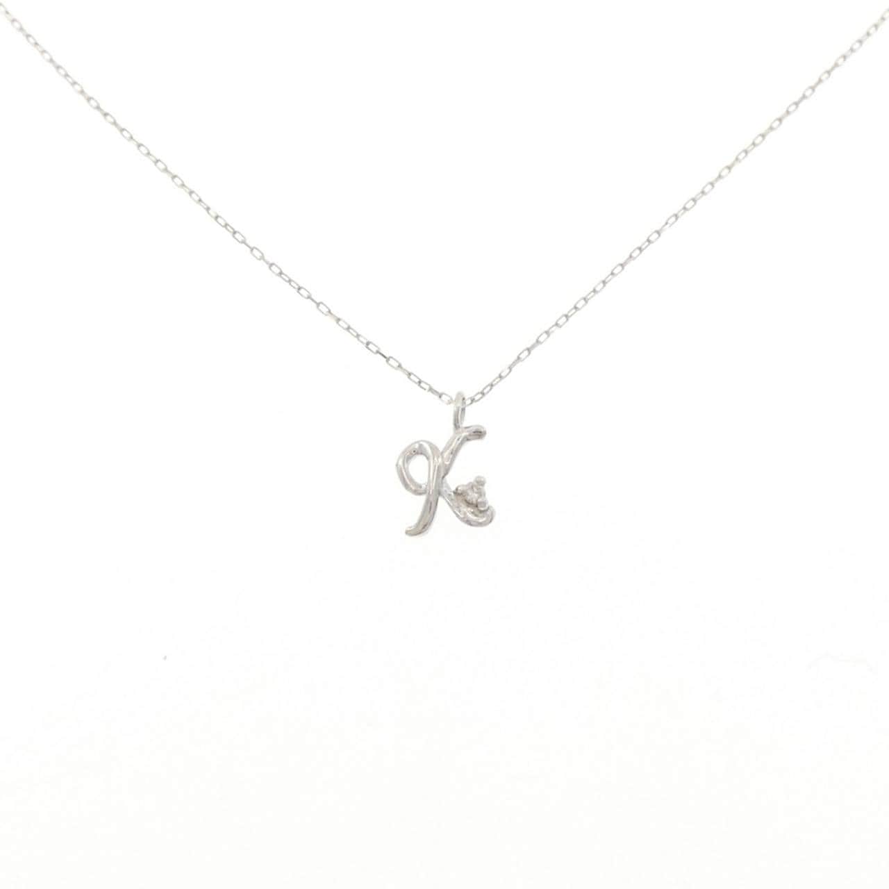 K10WG イニシャルK ダイヤモンド ネックレス 0.01CT