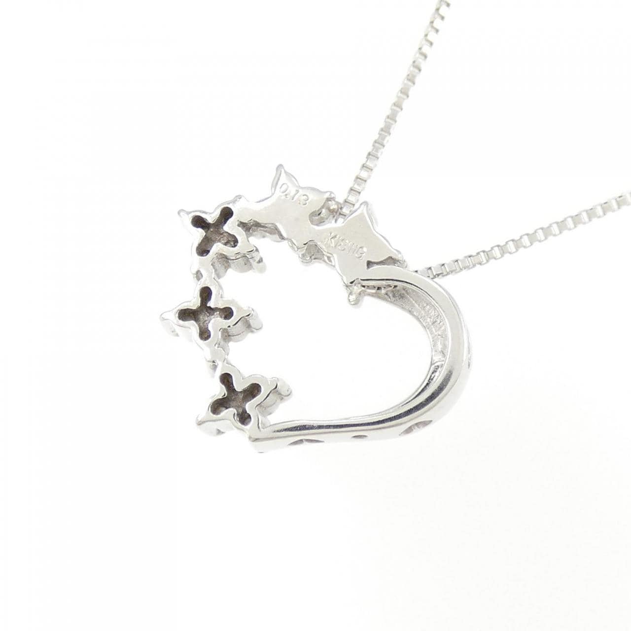 K18WG heart Diamond necklace 0.13CT