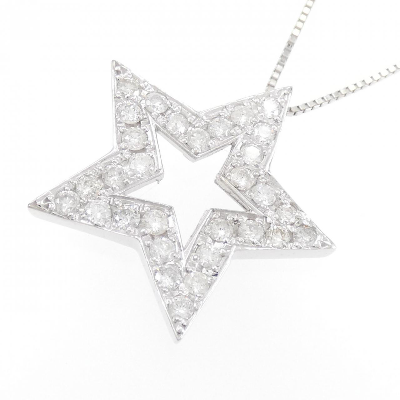 K18WG スター ダイヤモンド ネックレス 1.01CT