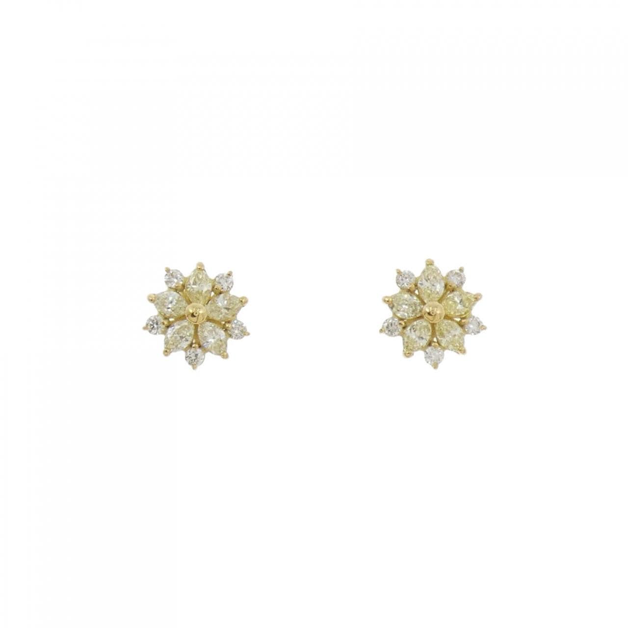 [新品] K18YG 花朵钻石耳环 0.30CT