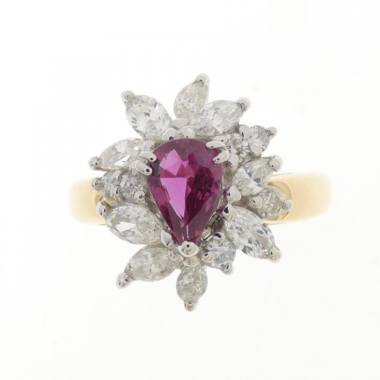 K18YG/PT850 ルビー リング 0.63CT
