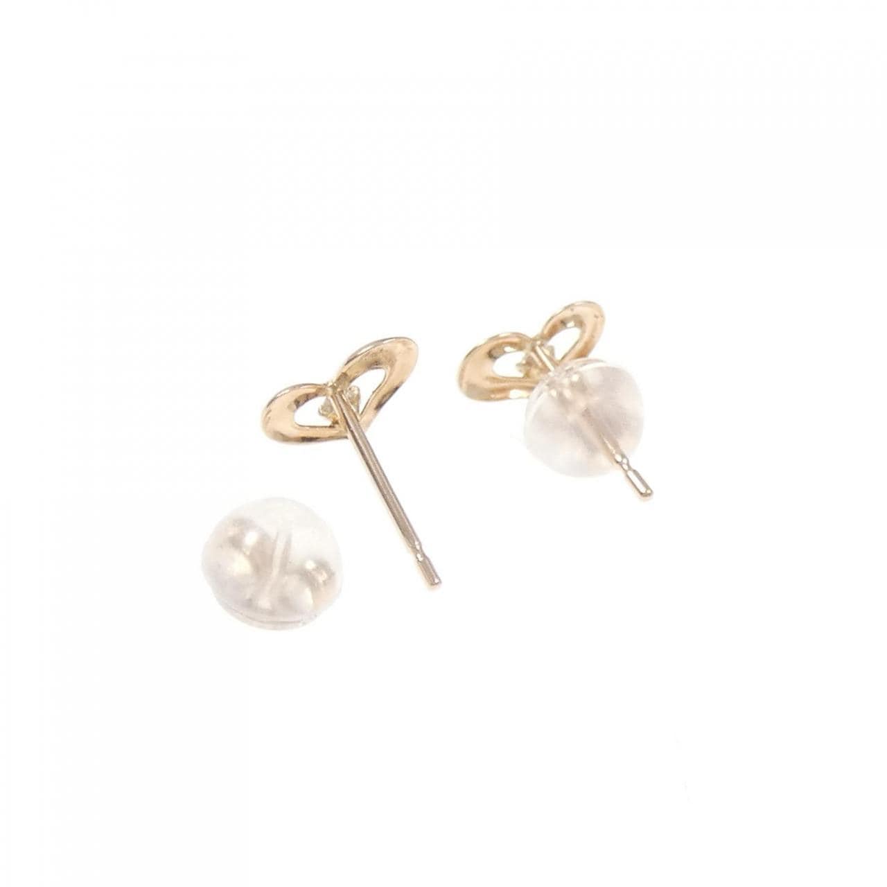K18PG ハート ダイヤモンド ピアス 0.02CT