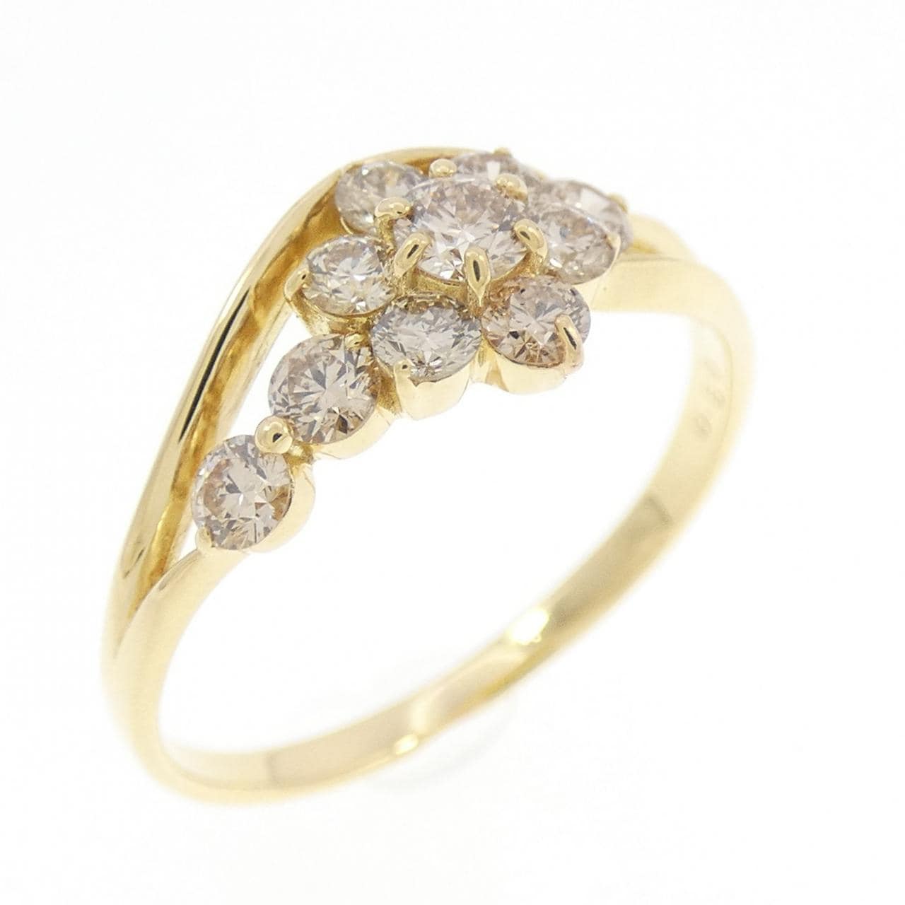K18YG フラワー ダイヤモンド リング 0.50CT