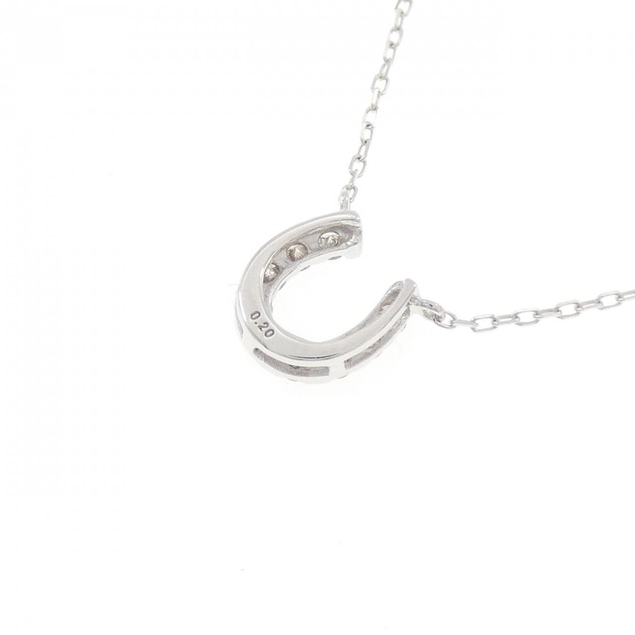 K10WG ホースシュー ダイヤモンド ネックレス 0.20CT