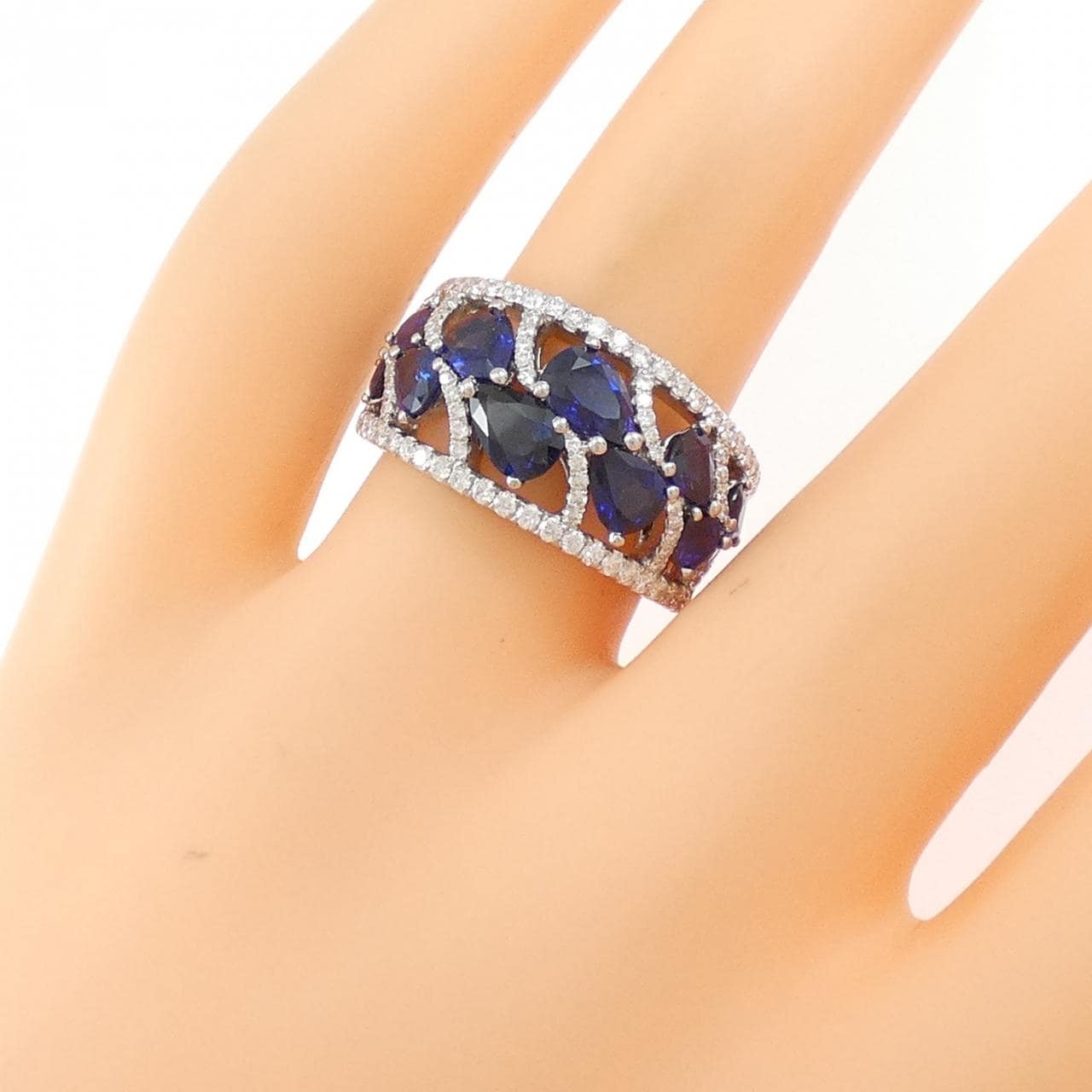 750WG サファイヤ リング 2.76CT