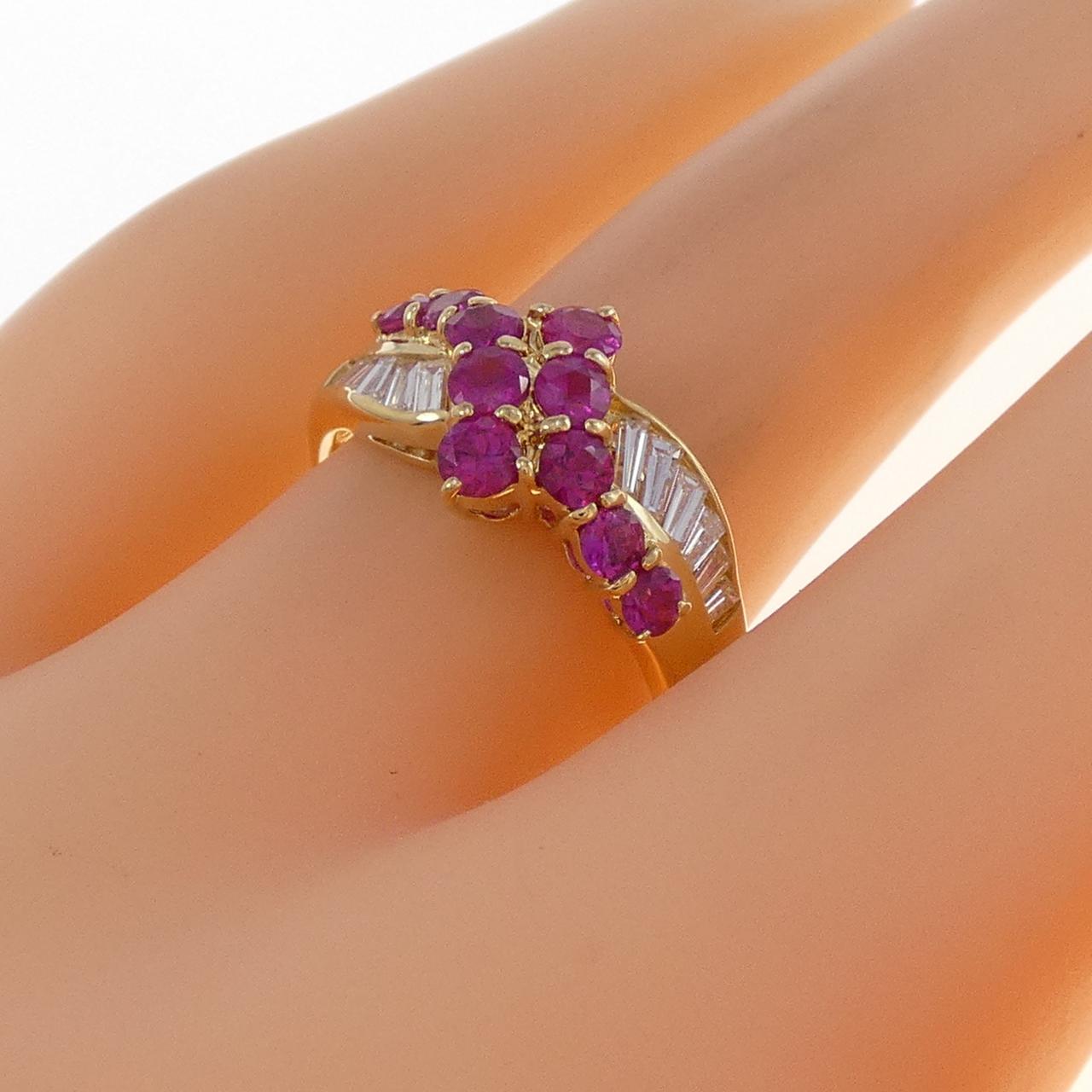 K18YG ルビー リング 0.91CT