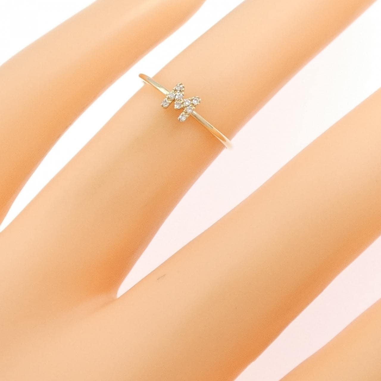 クミキョク イニシャルM ダイヤモンド リング 0.02CT