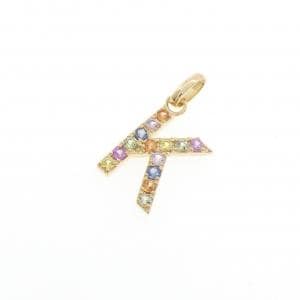 【新品】K18YG イニシャルK サファイヤ ペンダント 0.24CT
