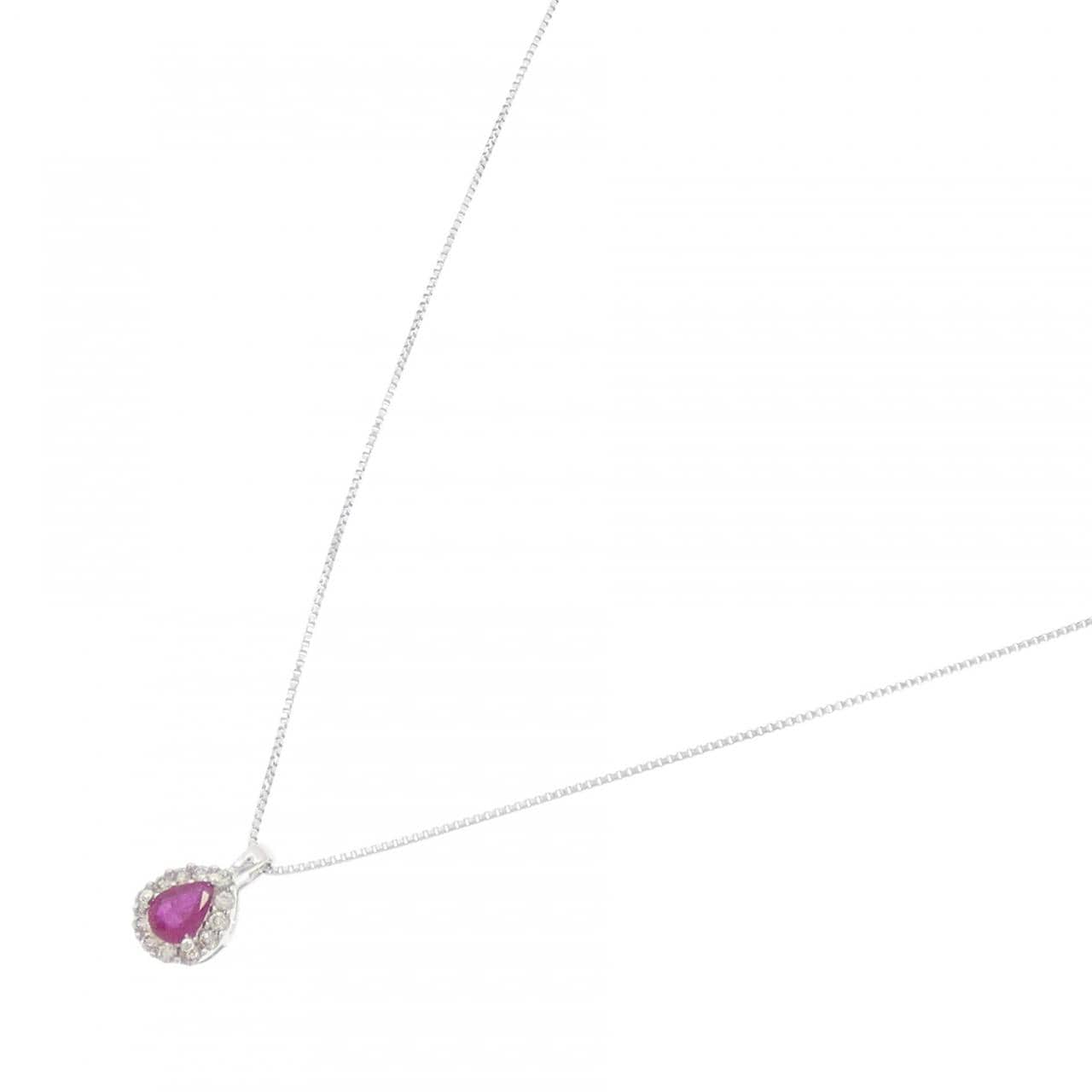 K18WG ルビー ネックレス 0.14CT