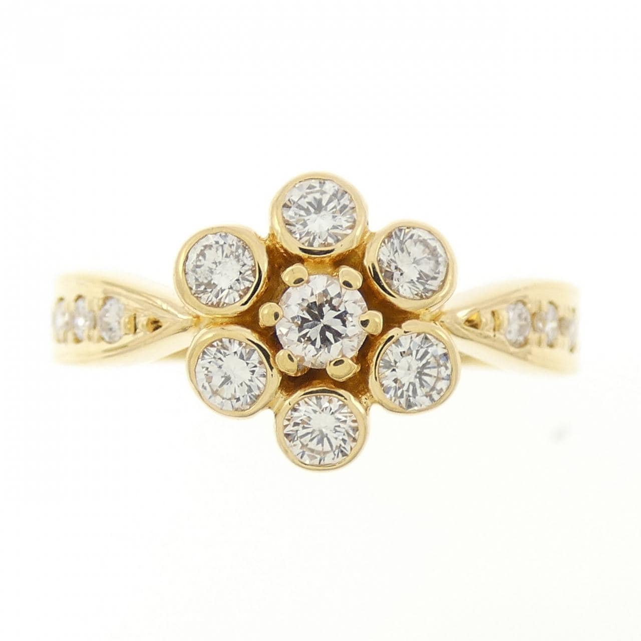 K18YG フラワー ダイヤモンド リング 0.48CT