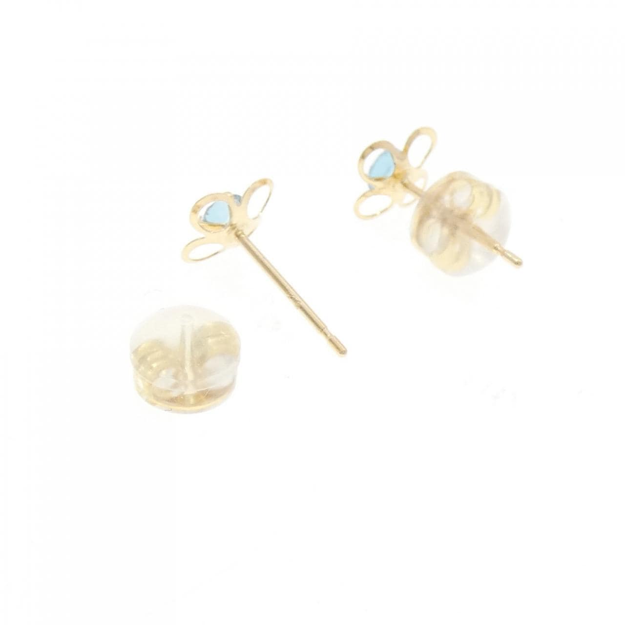 【新品】K18YG フラワー ブルートパーズ ピアス