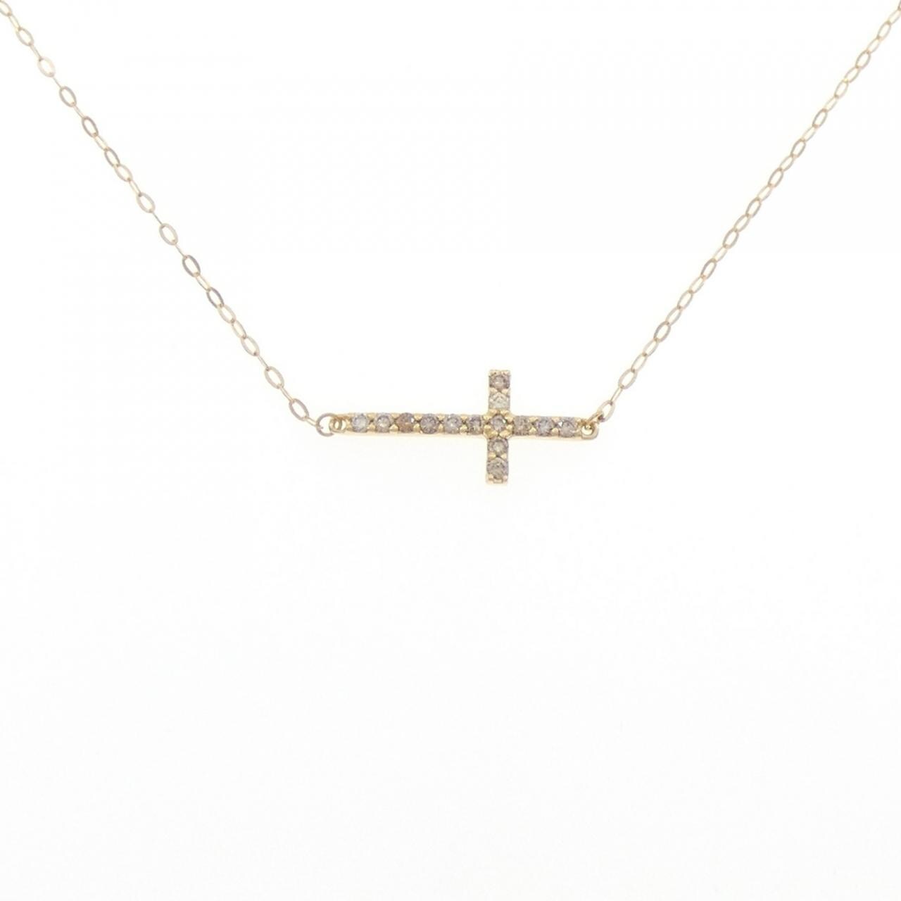 K18YG クロス ダイヤモンド ネックレス 0.11CT