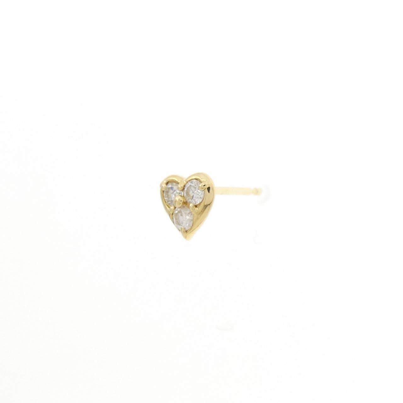 K18YG ハート ダイヤモンド ピアス 片耳 0.10CT