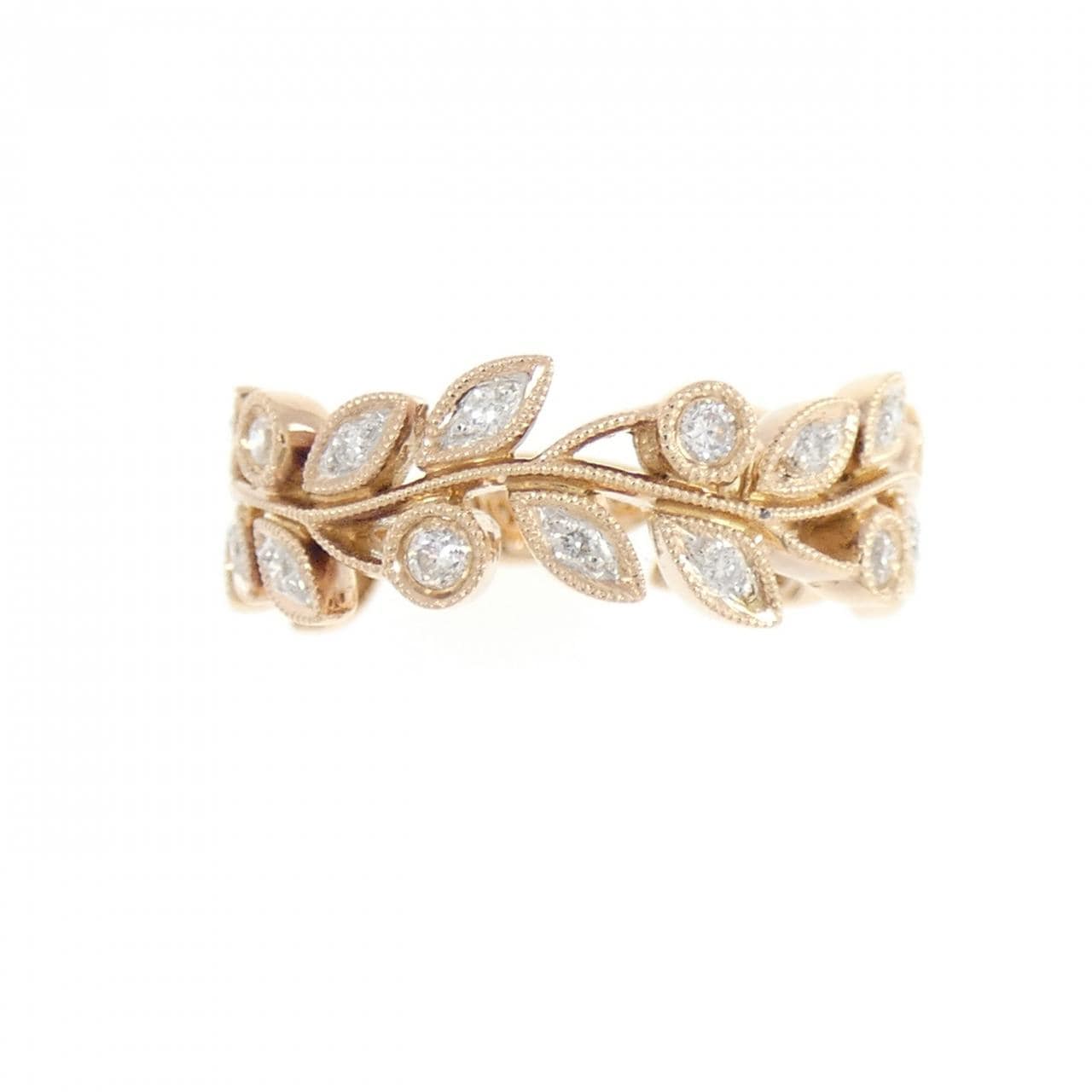 K18PG/K18WG リーフ ダイヤモンド リング 0.28CT