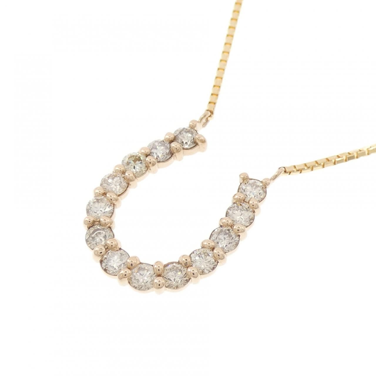 K18PG/K18YG Horseshoe Diamond Necklace 1.00CT