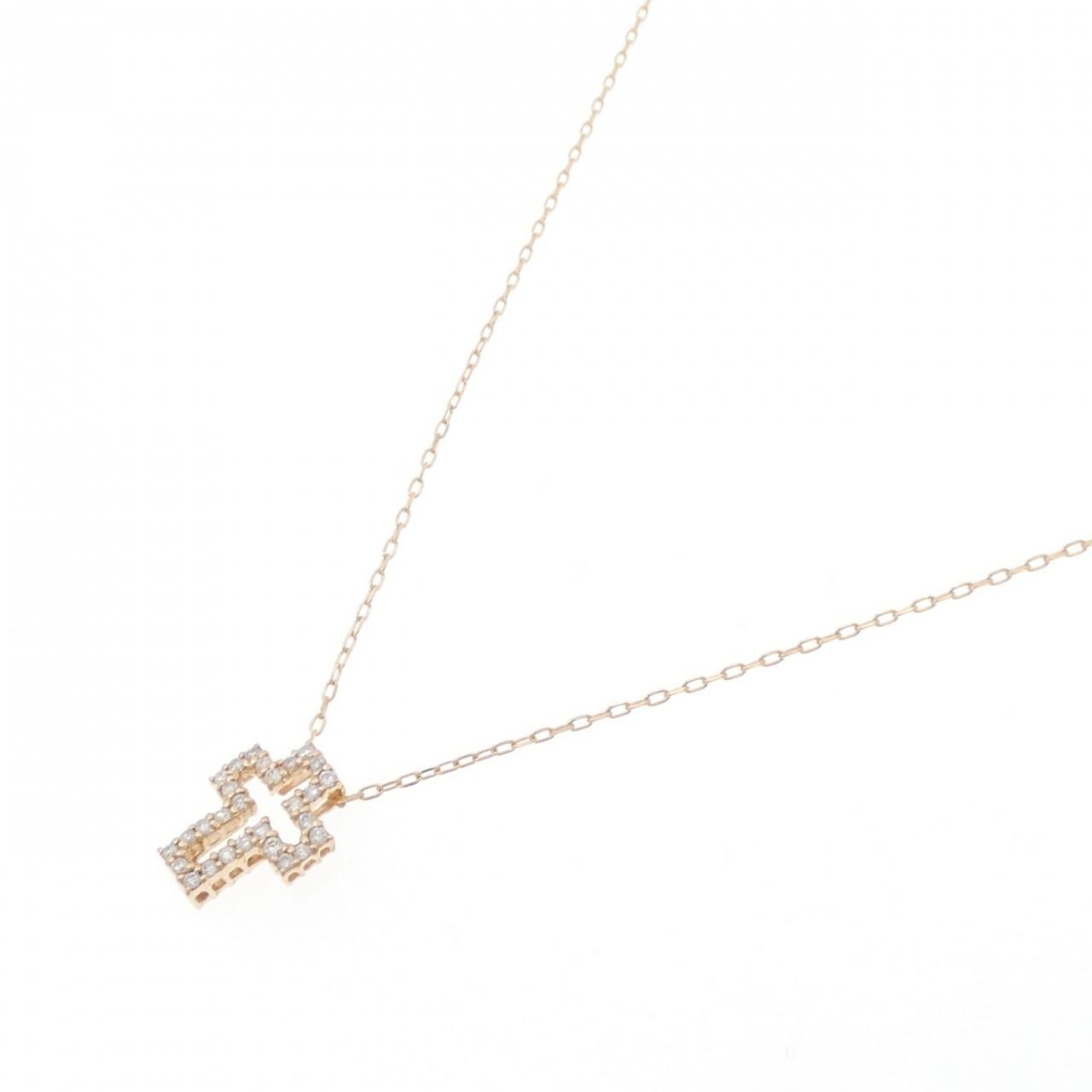 K18PG クロス ダイヤモンド ネックレス 0.20CT