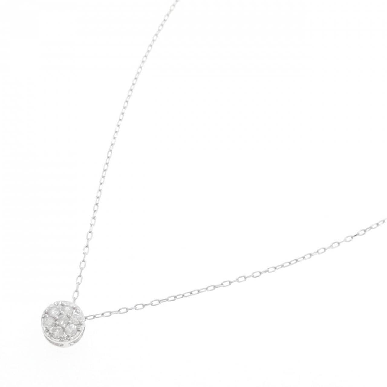K18WG フラワー ダイヤモンド ネックレス 0.20CT