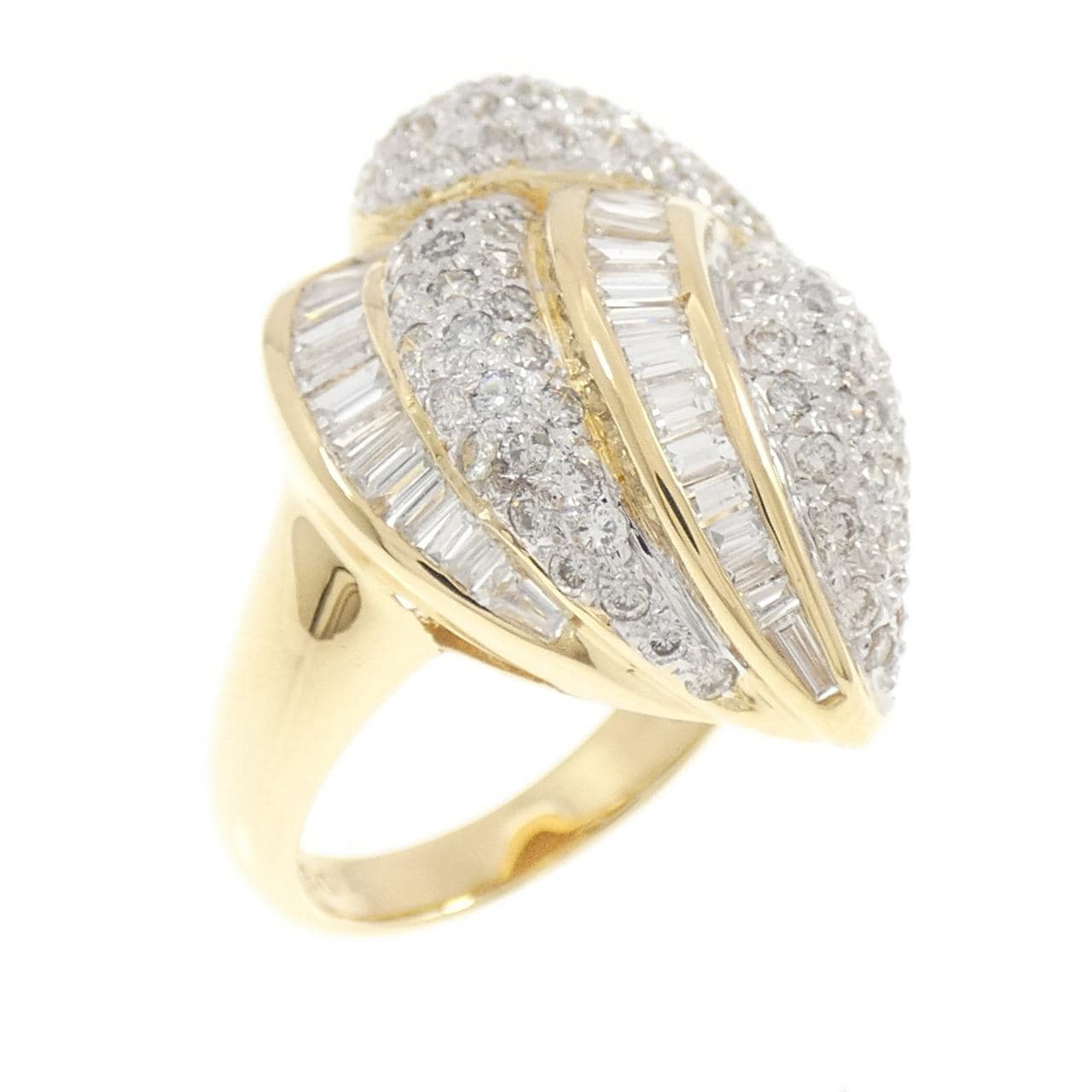K18YG/K18WG パヴェ ダイヤモンド リング 1.80CT