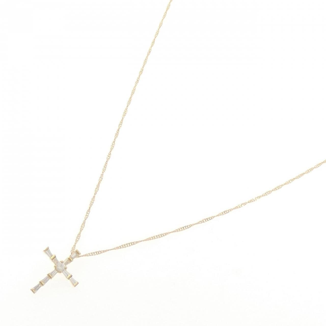 K18YG クロス ダイヤモンド ネックレス 0.20CT