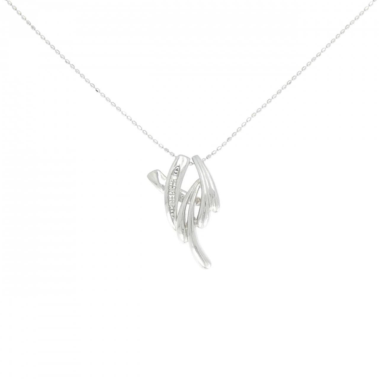 K18WG/PT950 2WAY ダイヤモンド ネックレス 0.02CT