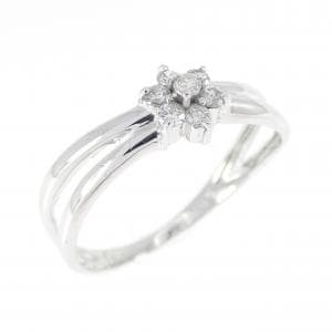 K18WG フラワー ダイヤモンド リング 0.10CT