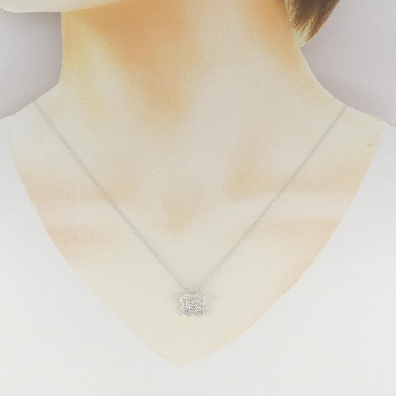 K18WG クローバー ダイヤモンド ネックレス 0.50CT