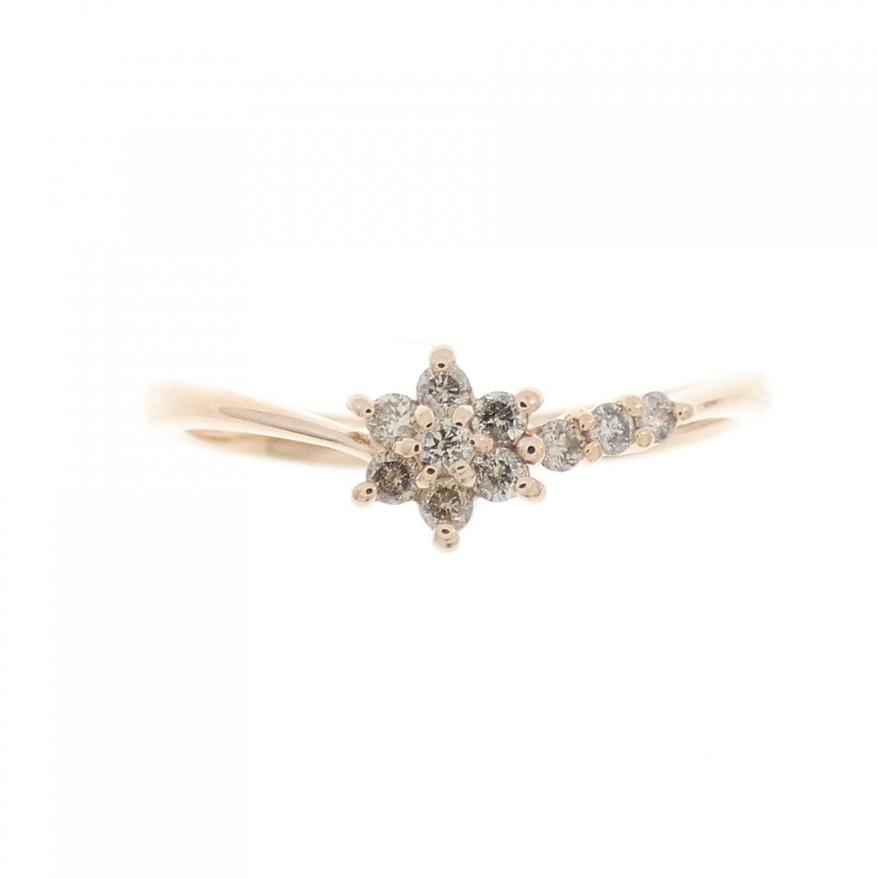 K10PG フラワー ダイヤモンド リング 0.12CT