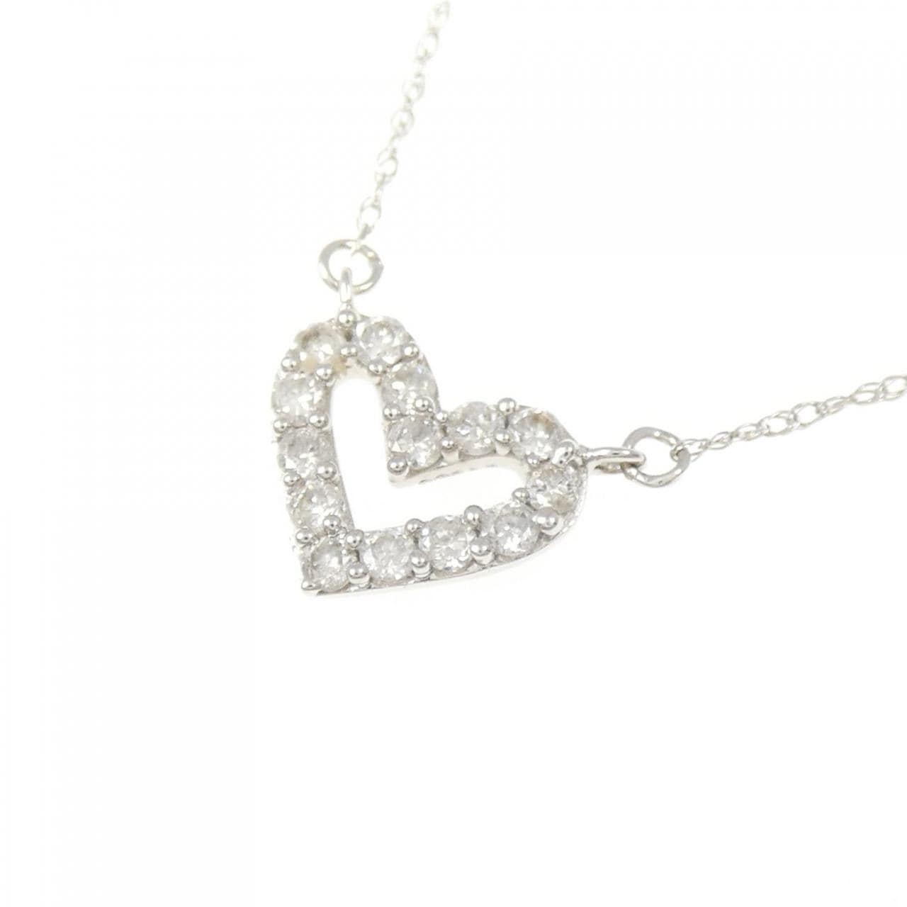 K18WG ハート ダイヤモンド ネックレス 0.20CT
