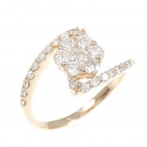 K18PG フラワー ダイヤモンド リング 0.70CT