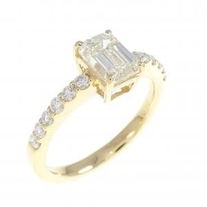 【リメイク】K18YG ダイヤモンド リング 1.01CT L SI1 エメラルドカット