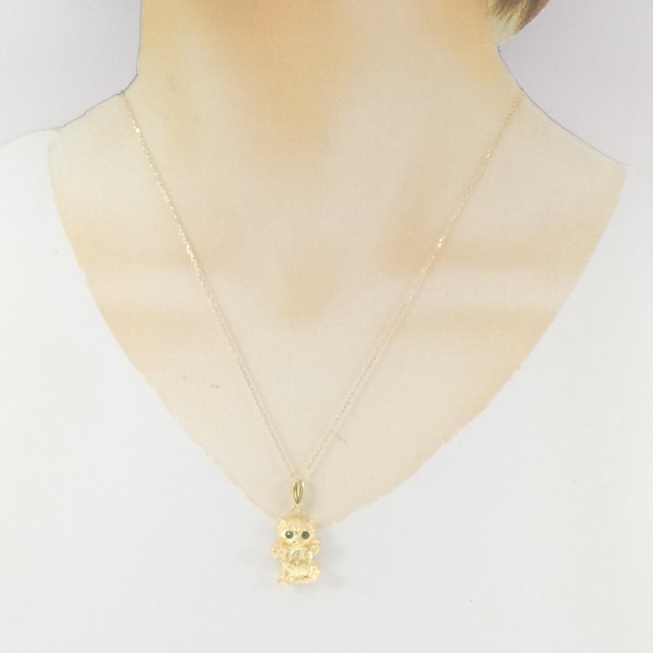 K18YG キャット エメラルド ネックレス